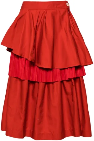 Shanshan Ruan Tulle-overlay ruffled skirt