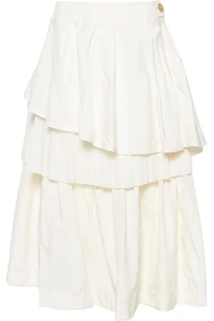Shanshan Ruan Tulle-overlay ruffled skirt