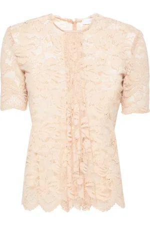 Paco rabanne Floral-lace semi-sheer blouse