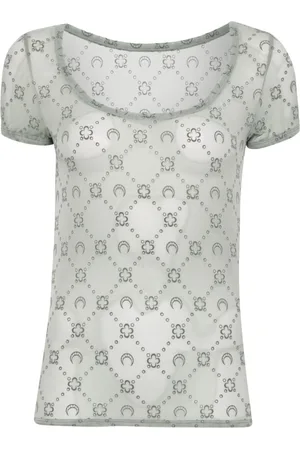 Marine Serre Flocked-logo mesh top