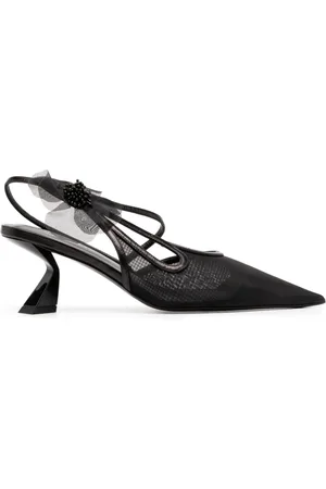 Nensi Dojaka 65mm faux-flower leather pumps