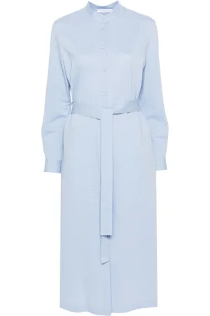 Harris Wharf London Seersucker belted midi dress