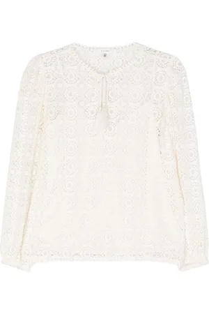 Frame Tassel-detail guipure-lace blouse
