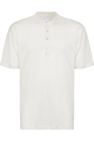 ELEVENTY Buttoned linen-cotton T-shirt