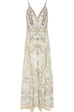 Camilla Ivory Tower Tales-print dress