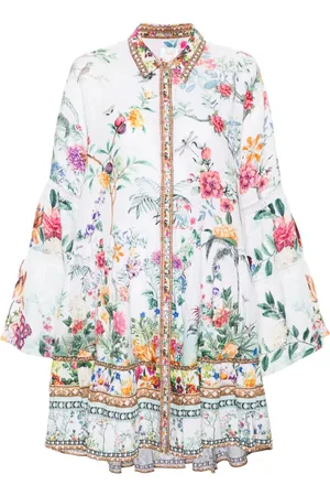 Camilla Plumes And Parterres-print mini dress