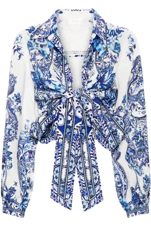 Camilla Glaze And Graze-print cropped shirt