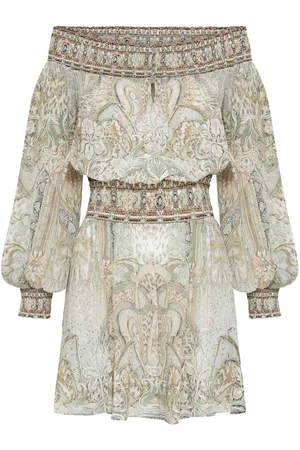 Camilla Off-shoulder silk mini dress