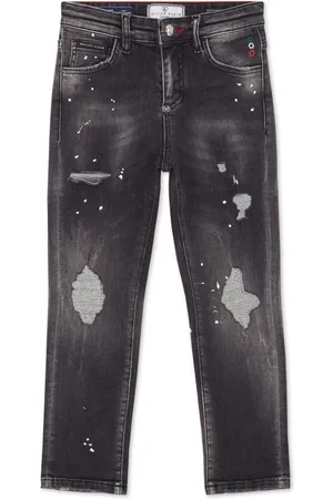 Philipp Plein Ripped-detail straight-leg jeans
