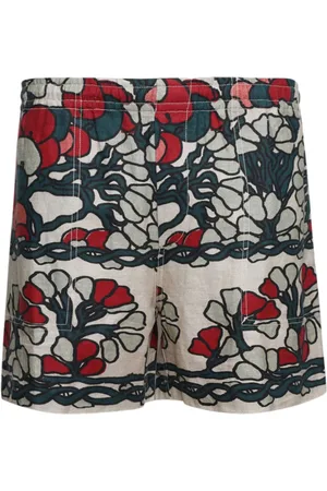 BODE Garden Lattice linen shorts