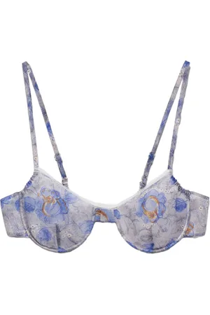 Prada Floral-print lace-trim bra