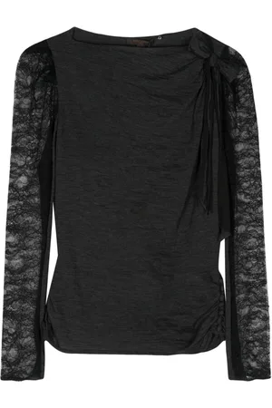 LOUIS VUITTON Lace-pattern sheer sleeves top