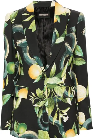 Roberto Cavalli Lemon-print single-breasted blazer