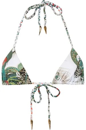 Roberto Cavalli Jungle-print bikini top