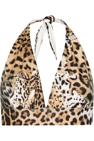 Roberto Cavalli Jaguar skin-print bikini top