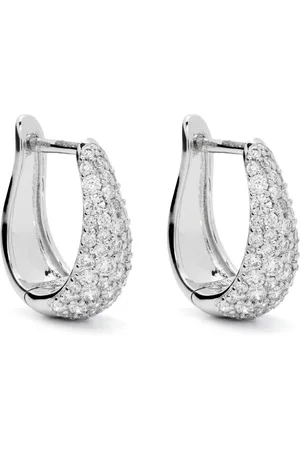 Dana Rebecca Designs 14kt white gold large DRD Tapered diamond hoop earrings