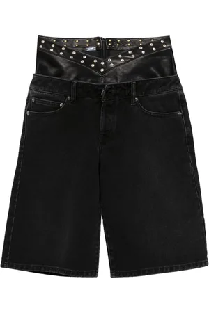 all in Double denim shorts