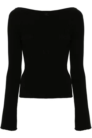 Courrèges Boat-neck ribbed-knit top