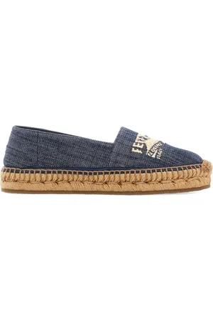 Salvatore Ferragamo Logo-embroidered denim espadrilles