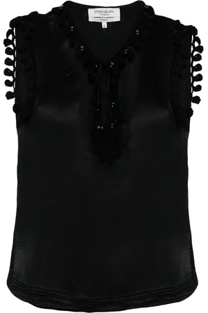 Saint Laurent Tassel-trim silk blouse