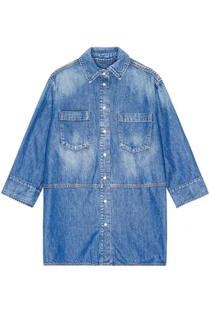 Ganni Logo-embellished denim shirt