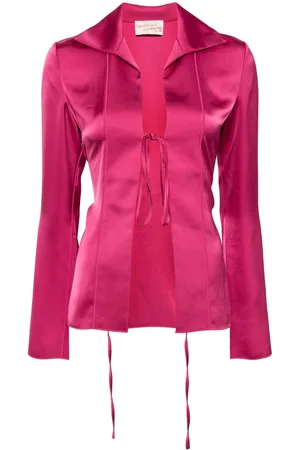 Stockholm Surfboard Club Satin-finish tie-fastening blouse