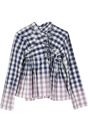 Comme des Garçons Gingham-check wrap blouse