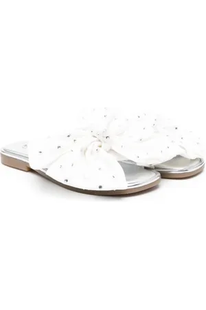 MONNALISA Bow-detail leather flip-flops