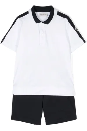 Moncler Logo-patch cotton short set (set of two)