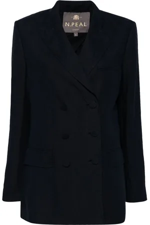 N.PEAL Ava double-breasted linen blazer