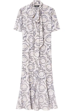 VERSACE Barocco Lavallière silk midi dress
