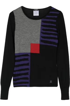 CHANEL 2008 colour-block knitted jumper