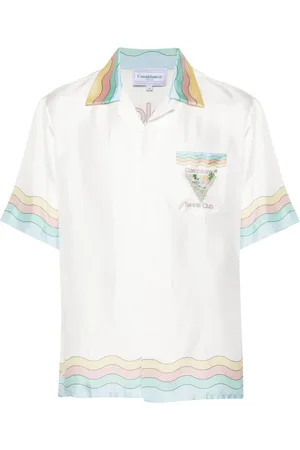 Casablanca Cuban-collar silk shirt