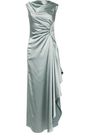Amsale Asymmetric draped satin gown