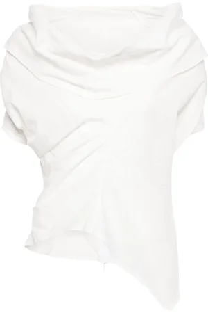 MARC LE BIHAN Draped asymmetric cotton blouse