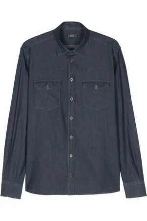 PESERICO SIGN Contrast-stitching denim shirt