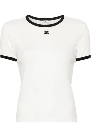 Courrèges Logo-patch contrasting-trim T-shirt