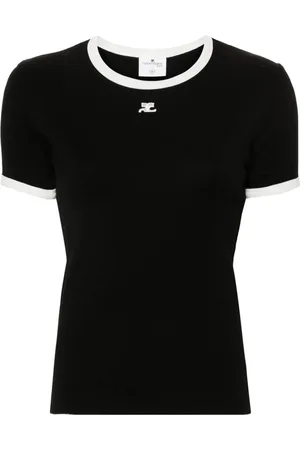 Courrèges Logo-patch contrasting-trim T-shirt