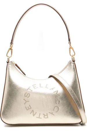 Stella McCartney Studded-logo metallic shoulder bag