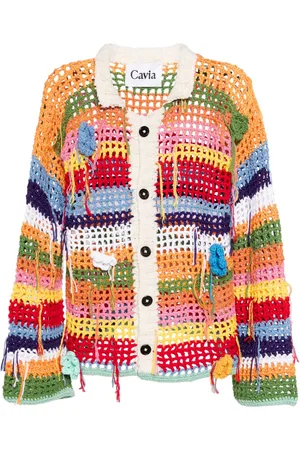 Cavia Striped crochet-knit cardigan