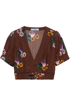Prada Floral-print cropped top