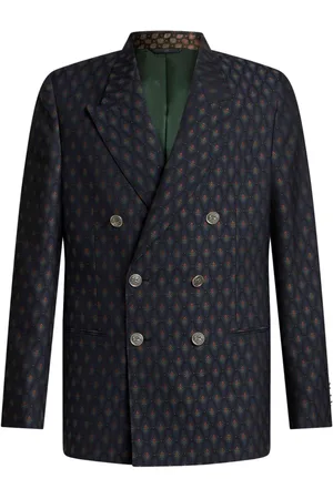 Etro Floral-jacquard double-breasted blazer