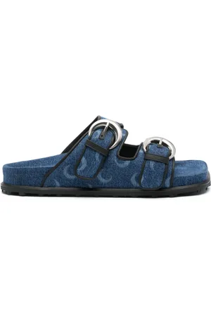 Marine Serre Moonogram-pattern denim sandals