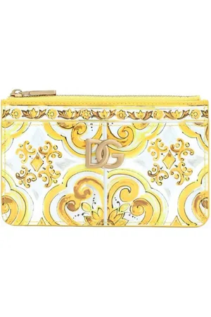 Dolce & Gabbana Majolica-print leather cardholder