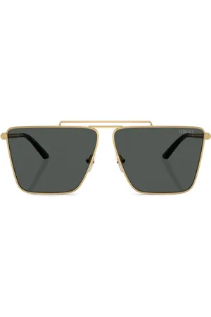 VERSACE Tubular Greca square-frame sunglasses