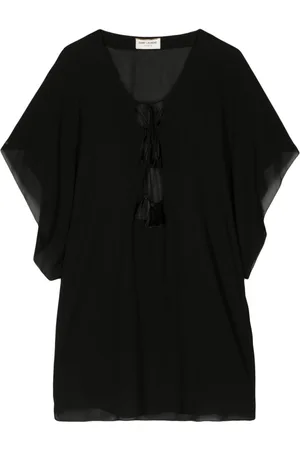 Saint Laurent Lace-up semi-sheer top