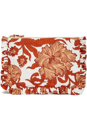 La DoubleJ Floral-print ruffle clutch