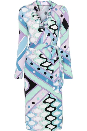 Puccini Geometric wrap midi dress