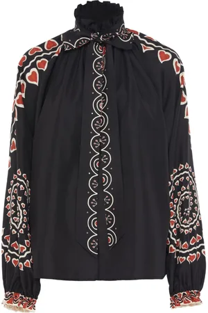 La DoubleJ Cerere silk Placée-print blouse
