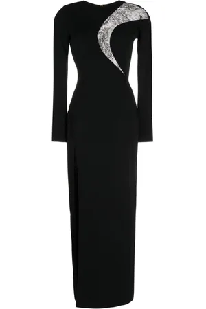 Elie saab Lace-detail knitted maxi dress
